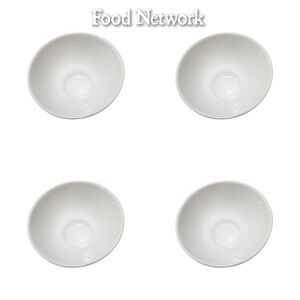 Food Network ~ White Dinnerware Minimalist Porcelain Bowls. 4 Pieces